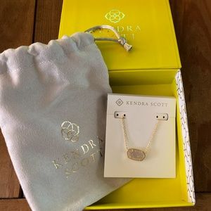 Brand New Kendra Scott Elisa Gold Pendant Necklace in Iridescent Drusy
